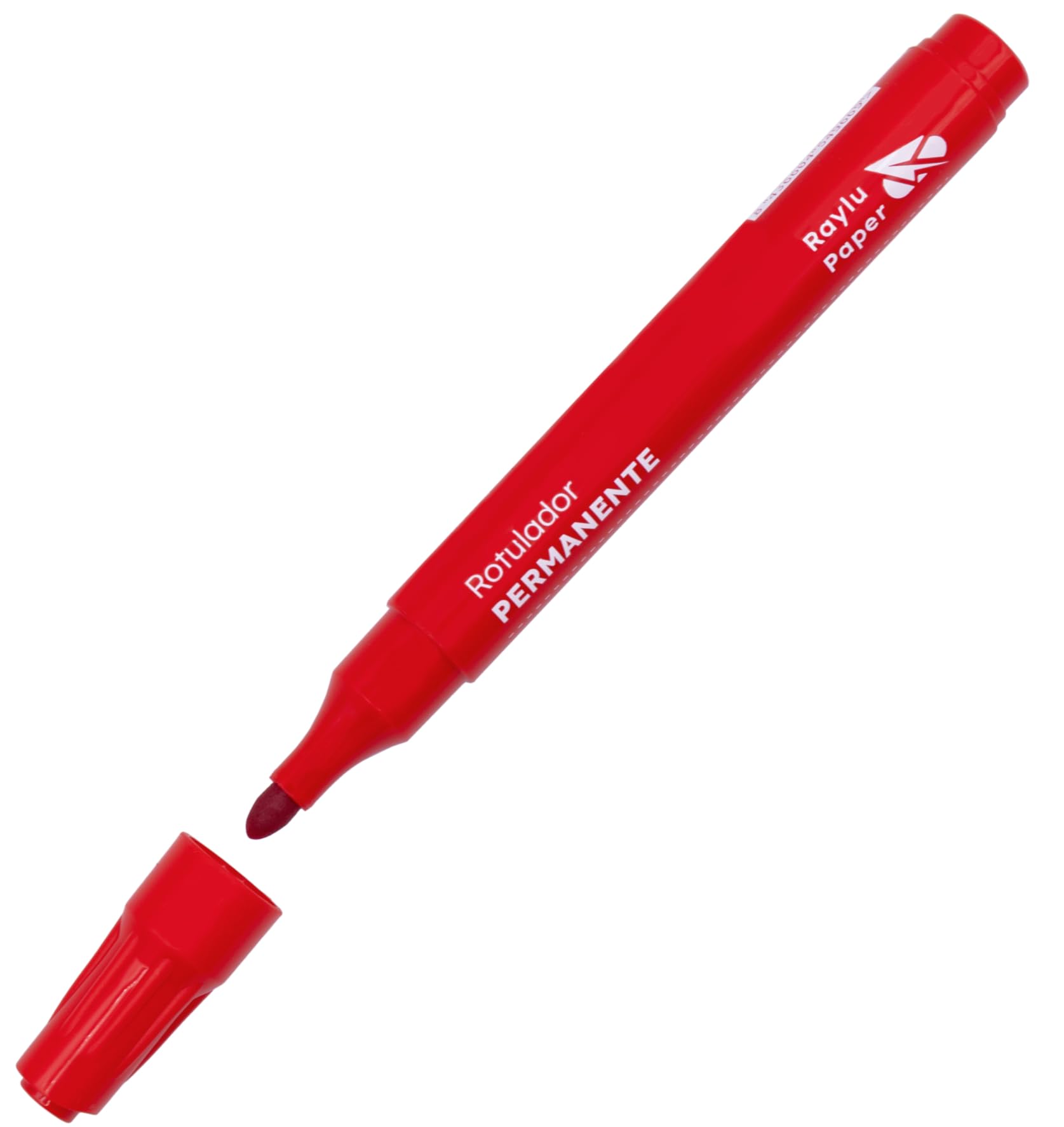 RAYLU PAPER Rotuladores Permanentes con Punta de 2mm, Rotulador Permanente Resistente al Agua y la Decoloración de Secado Rápido, Ideal para Papel, Cartón, Plástico, Metal y Tela (1, Rojo)