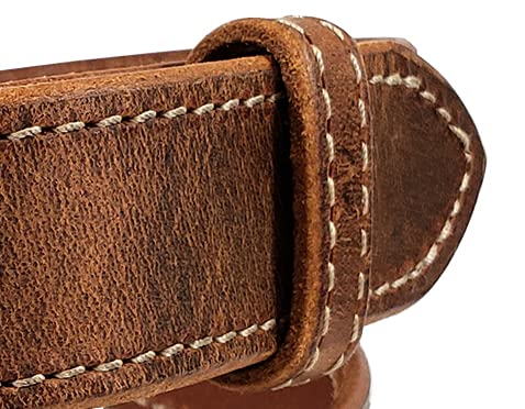 Hoof Pick Style Leather Belt, 100% Solid Leather Belt, Amish Made by Hand in Lancaster, PA (Distressed Brown, Silver Buckle, 42)