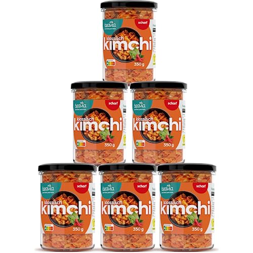 Beavia Kimchi klassisch scharf (6x350g) Original koreanische Geschmack fermentierter Sauerkraut aus Chinakohl Crispy vegan koreanisches Lebensmittel ohne Konservierungsmittel glutenfrei