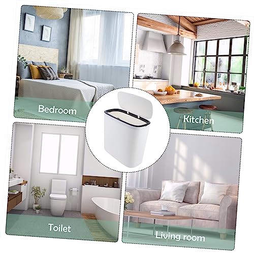 Caneca de basura rectangular blanca con tapa a presión miniatura 5