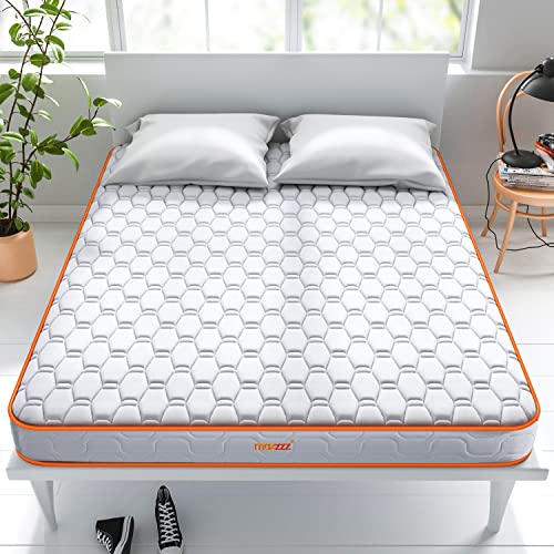 Maxzzz Mattress Twin, 6 Inch Bamboo Charcoal Spring Mattress Hybrid Spring Mattress Innerspring Foam Hybrid Firm Mattress, CertiPUR-US (Twin, 38 * 74 Inch)