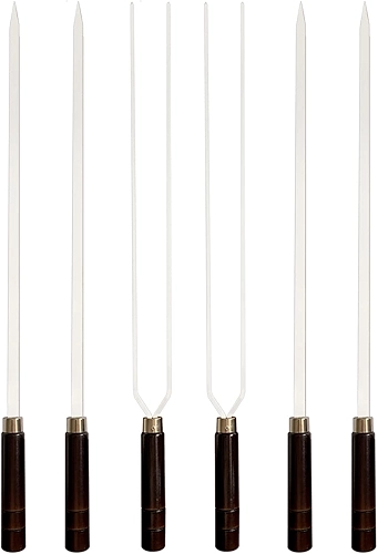 Kit 6 Espetos Artesanais de Alumínio P/Churrasco