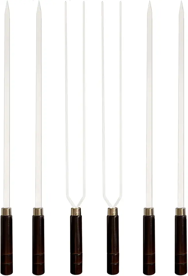 Kit 6 Espetos Artesanais de Alumínio P/Churrasco