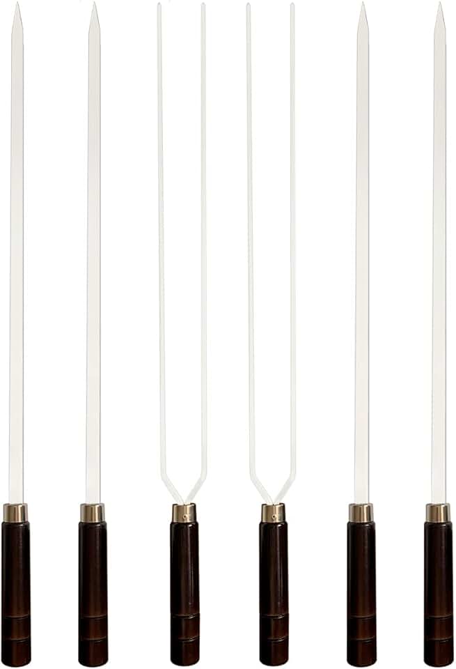 Kit 6 Espetos Artesanais de Alumínio P/Churrasco