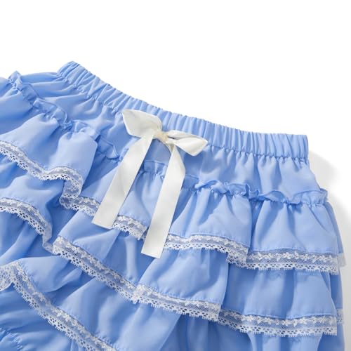 Image of Women Y2k Lolita Bloomers Ruffle Pumpkin Panties Bottom Lace Trim Layered High Waist Shorts Pettipants