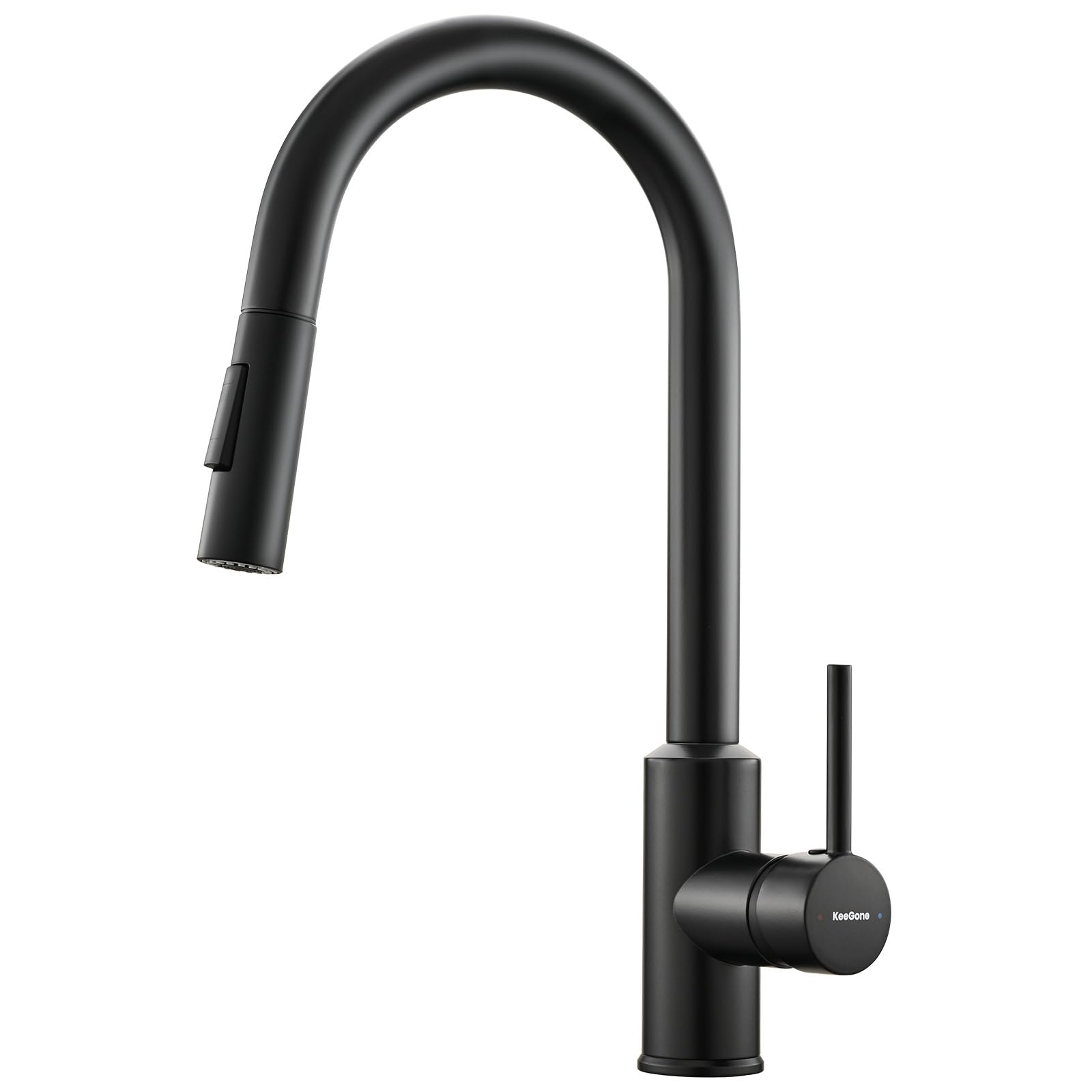 Keegone Black Kitchen Tap, Kitchen Mixer Tap With Pull-Out Spray, Pull Down Kitchen Sink Mixer Taps Faucet High Arc 360° Swivelling Two Modes