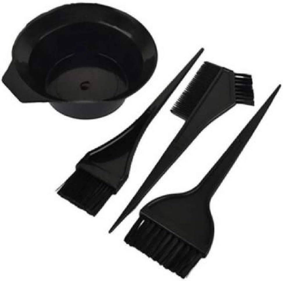 CRIYALE 4pc of Hair Coloring Dyeing Kit Color Dye Brush Comb Mixing Bowl Tint Bleaching Tool (Black)