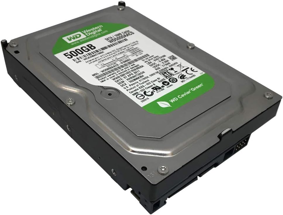 Western Digital Caviar Green WD5000AACS 500GB 5400 to 7200 RPM 16 MB Cache SATA 3.0 Gb/s Hard Drive thumbnail 2