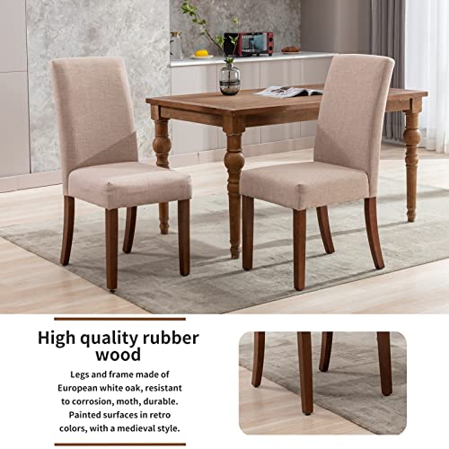 Restworld Fabric Dining Chairs Set Of 2,Tufted Upholstered High Back Nailed Trim With Untique Oak Wood Legs For Kitchen Restaurant Room (Ivbro) #TOP4