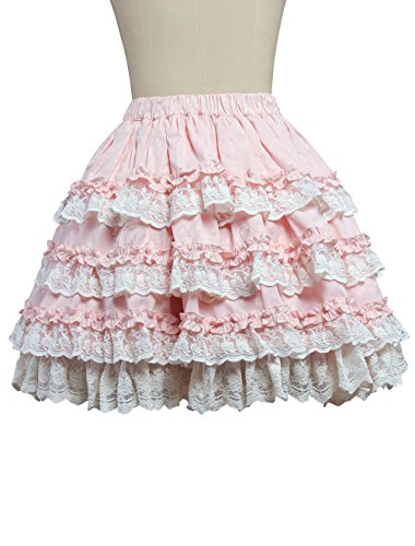 Antaina Pink Cotton Floral Lace Ruffled Layered Bow Sweet Lolita Underskirt3