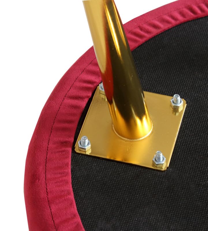 Image of Ottoman for Living Room, Velvet Round Foot Rest Stool, Metal Legs Chair for Sitting, Puffy for Bedroom & Makeup Room Decor | Chair (18 inchx18 inchx32 inch), Puffy (16 inchx16 inchx17 inch) | (Combo-Wine)