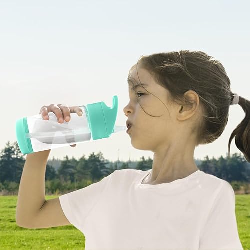 Miniatura 5 de wedrink Botella de agua para niños con pajilla, sin BPA, Tritan a prueba de fugas, botella de agua deportiva para la escuela (12 onzas, verde)