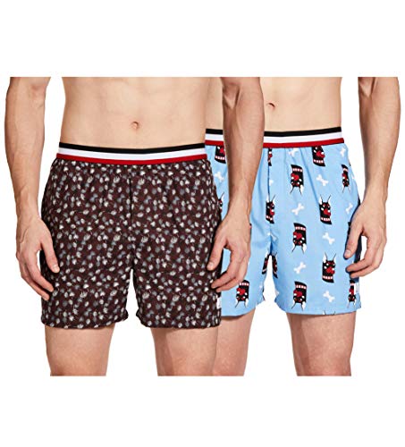 Image of Longies Men's Regular Outer Elastic Boxers (LGOBOXP2006 Blue,Black2006 2XL)