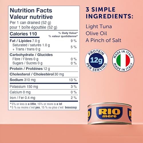 Rio Mare - Solid Light Tuna in Olive Oil - Canned Tuna, High in Protein, Ready to Eat - 80g (3 Cans) - 1