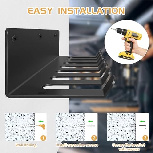 FizLig Gym Equipment Storage Rack - Multi-Purpose Home Gym Organization Storage Wall Mount for Resistance Bands, Jump Ropes, Lifting Belt, Chains, Barbells (16 / 8 Prongs)