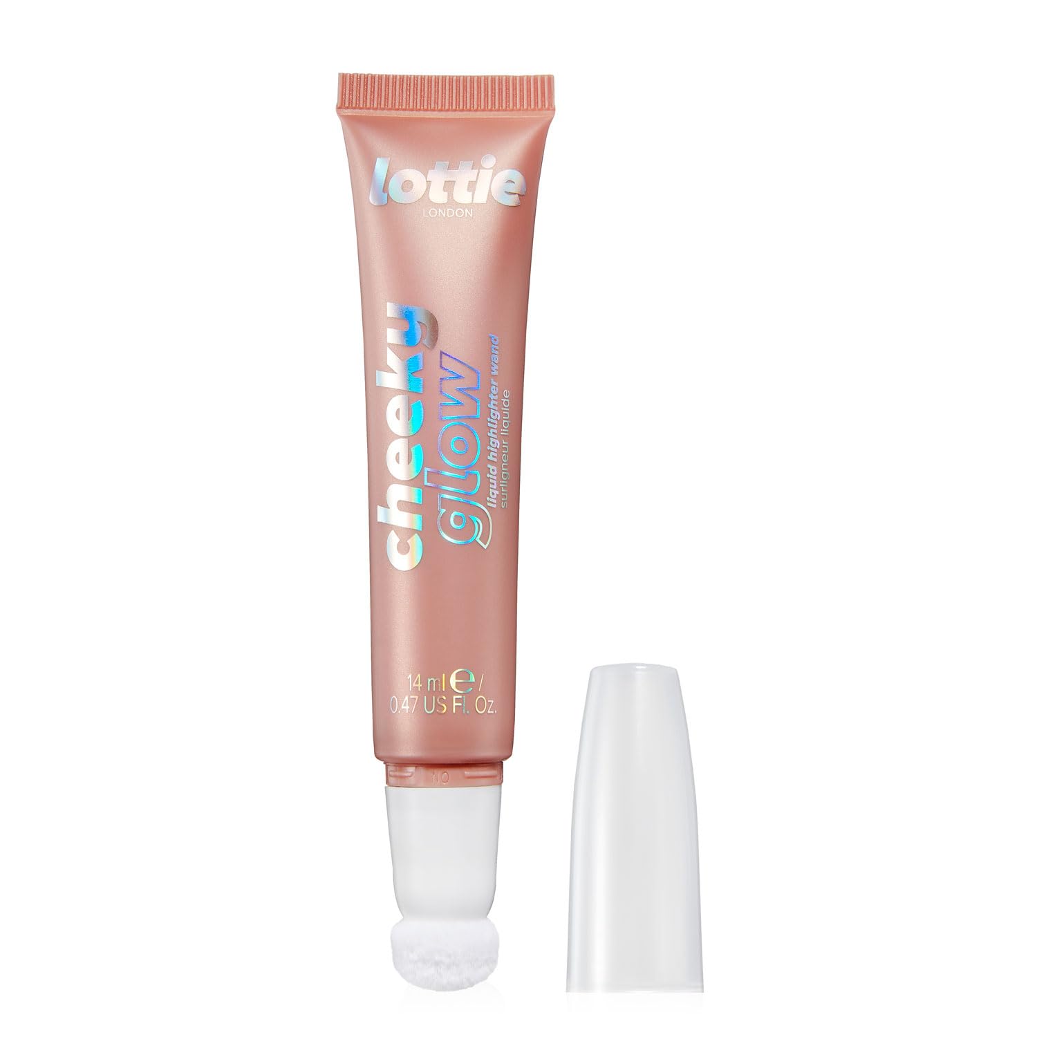 Lottie LONDON - Cheeky Glow Highlighting Wand - Peach Bellini - Highlighter/Blush Hybrid with non-drying formula - 1.5g