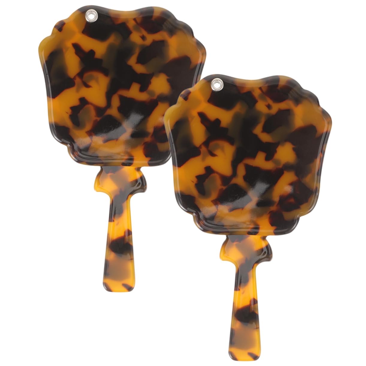 FOMIYES 2Pcs Vintage Handheld Mirrors Portable Makeup Mirrors with High Definition Lightweight Travel Design for Ups Tortoiseshell Style