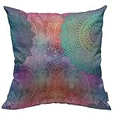 Mugod Arabic Floral Throw Pillow Cover Vintage Decorative Elements Pattern Tile with Mandalas Decora