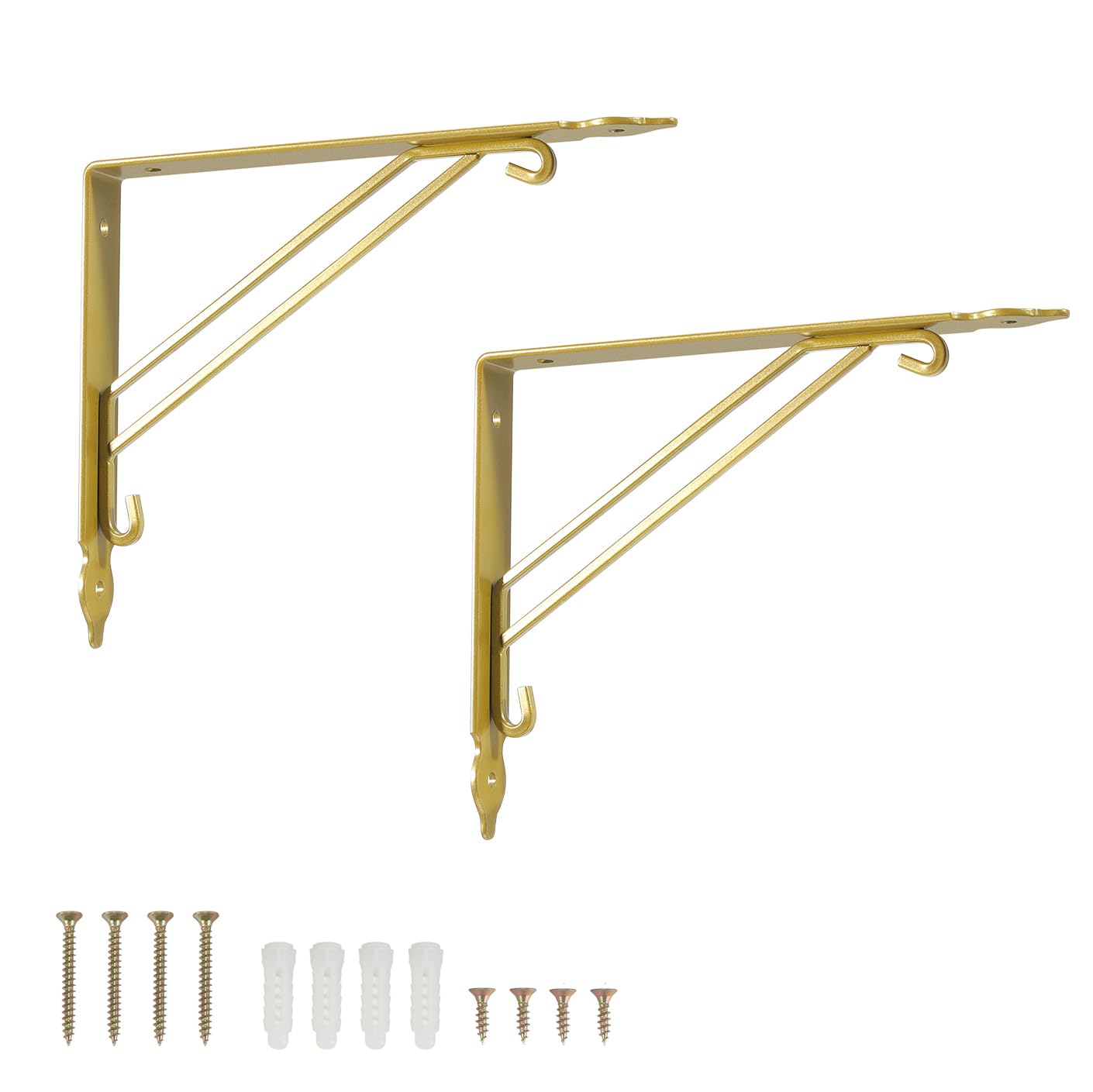 Z METNAL Gold Shelf Brackets, Triangle Shelving Brackets