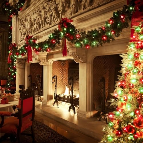 Image of 4 Pack Fairy Lights Battery Operated Christmas Lights Timer Red and Green