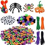 Halloween Basteln Kinder, 1000 Stück Bastelsets für Kinder, Spinnen Perlen Bastelset, Bastelsachen für Kinds, Basteln & DIY Spinnen Perlen, Keativ Bastelns Kindergeburtstag ab 3 4 5 6 7 Jahre Mädchen