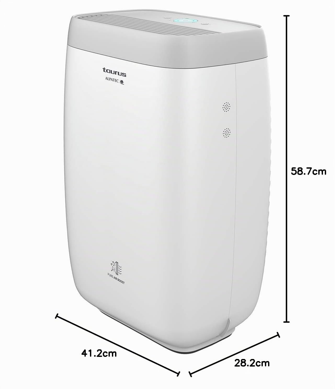 Taurus AP2040 Purificador de aire Hogar Oficina, Air Purifier con sensor nivel contaminación, Filtración Triple, EPA, carbón activo, 18/8 Stainless Steel