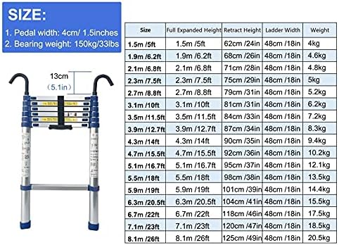 Aluminum Telescoping Ladder 20.5FT, Heavy-Duty 330LB Capacity, Extendable Extension Ladder with Hook, Ideal for Home, Loft, Outdoor Work & Projects