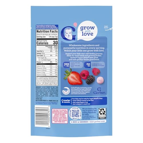 Image of Gerber Yogurt Melts Freeze-Dried Yogurt Snack, Mixed Berries 1 Ounce (Pack of 7)