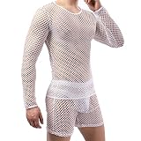 Mens Fishnet Shirts Boxer Shorts Sexy Men Fishnet Top Underpants Mesh Transparent Muscle T-Shirt Und