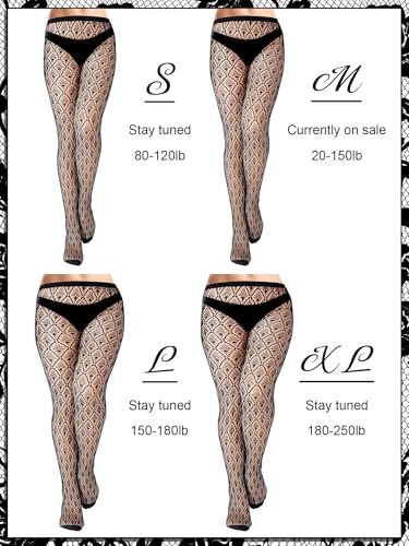 Image of Bencailor 3 Pairs Halloween Women Fishnet Stocking Tight Legging Black Stockings Small Hole Pattern High Pantyhose Waist Lace