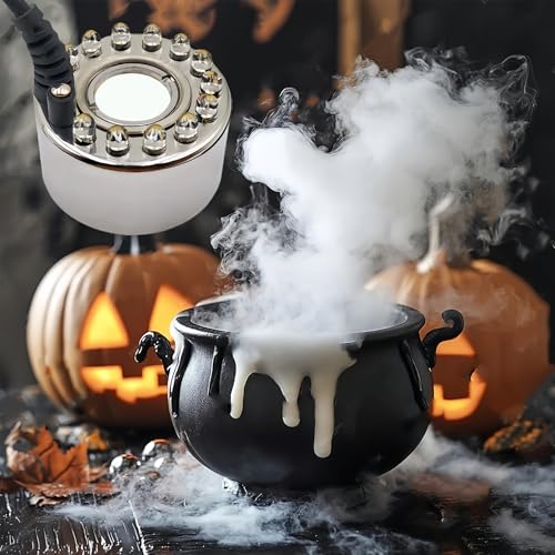 Image of Ultrasonic Mist Maker,Halloween Mist Maker 2 Atomizer Heads Provide Greater Mist Volume for Water Fountain Pond Halloween Party and Rockery Fish Tank Vase Birdbath Deco
