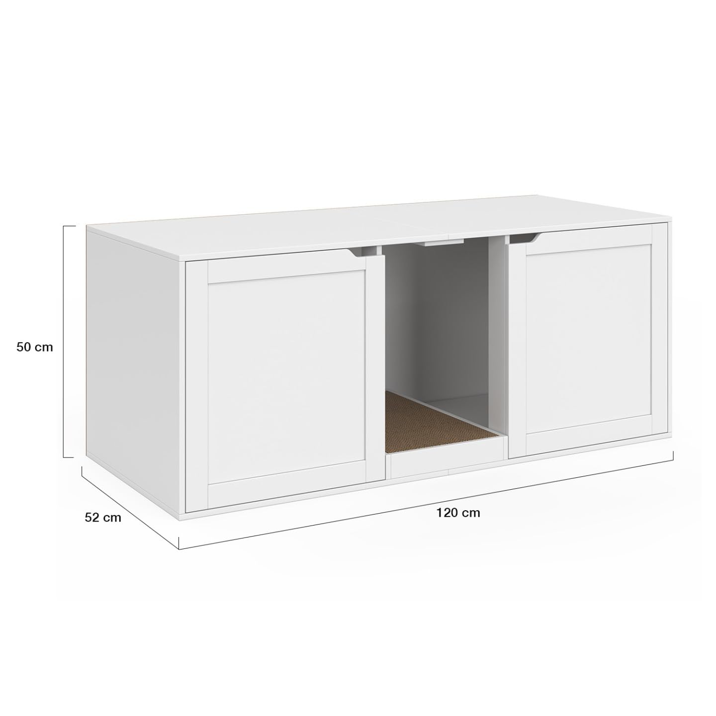 IDMarket - Maison de Toilette Chat XL Cache-litière 2 Portes et griffoir Bois Blanc