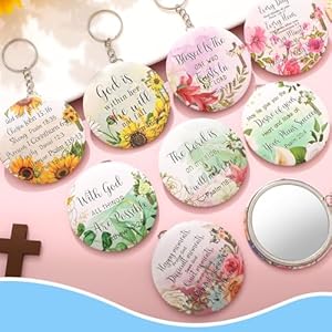 Geetery 50 pcs christian mirror keychain gifts bulk mothers day church gifts compact mirror keychain bulk inspirational bible verse makeup pocket mirrors keychain thank you gift for women  urban country home decor