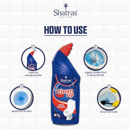 Image of Shatras Toilet Cleaner Extra Thick Formula | Removes Tough Stains, Rust & Hard Water Deposits | Helps Kill 99.9% of Germs for a Hygienic Toilet | Pack of 3