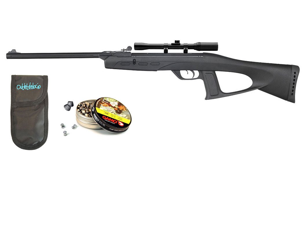 Carabina Perdigón Deltafox GT 3 Julios + Visor Outletdelocio 4x20. Calibre 5,5mm. + Funda + Balines. 23054/52613