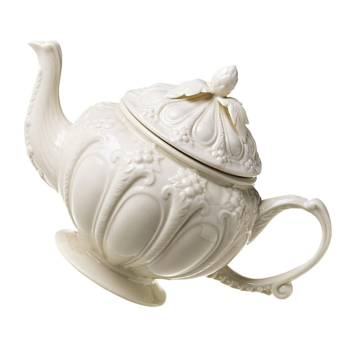 Vintage Hitzeschutz im Britischen Stil aus Keramik Kaffeekanne mit Geprägtem Design und Großer Kapazität für Zuhause und Gemütliche Nachmittage