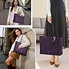 RAINSMORE Tote Bags for Women Large Handbags for Women Waterproof PU Leather Shoulder Bag Ladies Tote Bag with Zip Handbag for School Work Travel Daily Purple #1