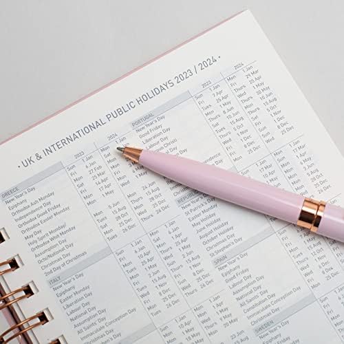 Matilda Myres 2023 Diary - A5 Rose Gold - Week to View Diary - Pink with Name