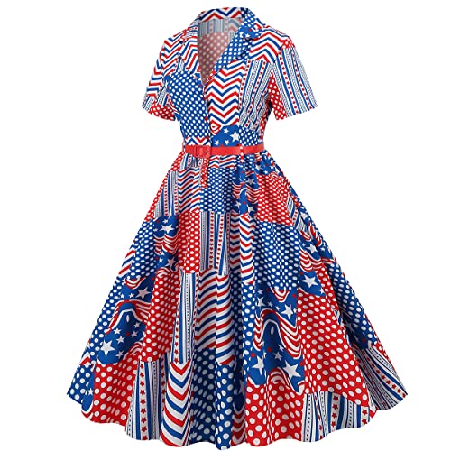 Image of ODIZLI Women's Summer Retro Vintage Sleeveless Floral Polka Dot Print Midi A-line Dress S-2XL