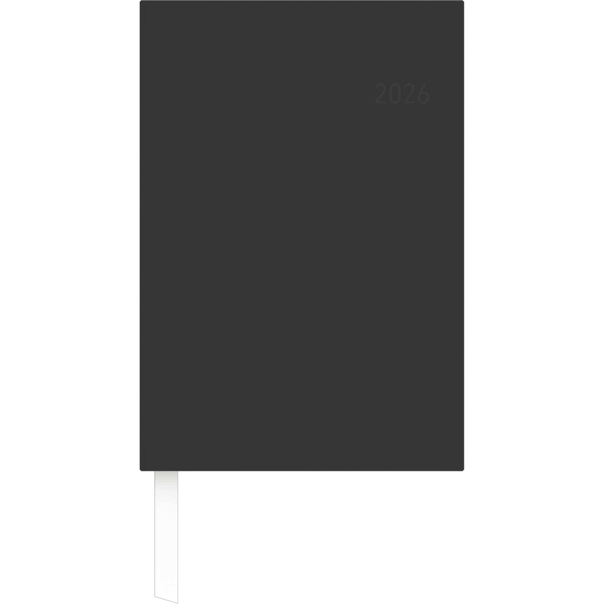 Zettler Wochenbuch schwarz 1W/2S 2026 – Buchkalender 15 × 21 cm, 1 Woche auf 2 Seiten, wattierter Kunststoffeinband
