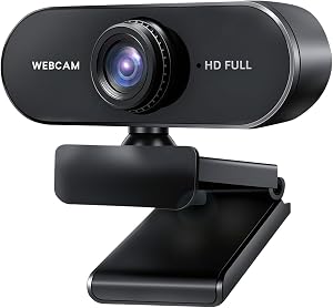 1080P HD Web Camera for PC, 90° FOV Webcam with Microphone | Rotatable Design, Auto-Light Balance, Plug and Play, USB Web Cam for Online Calling/Conferencing, Laptop/Desktop