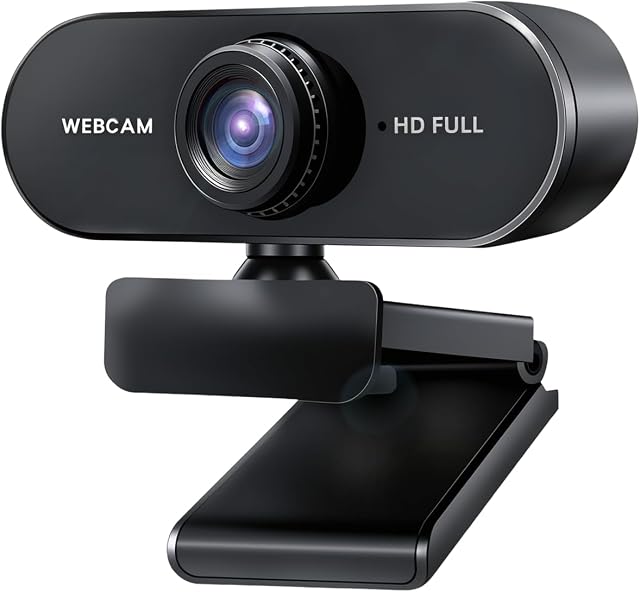 1080P HD Web Camera for PC, 90° FOV Webcam with Microphone | Rotatable Design, Auto-Light Balance, Plug and Play, USB Web Cam for Online Calling/Conferencing, Laptop/Desktop