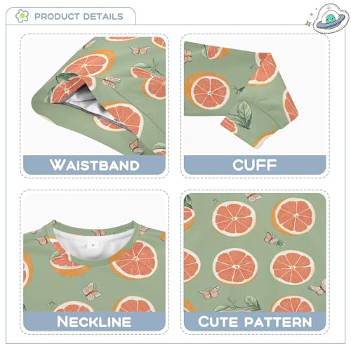 JUNZAN Art Grapefruit Fruit Sage Green Kids Girls Sweatshirt Hoodie Crewneck Fall Tops Shirts Camping 4T3