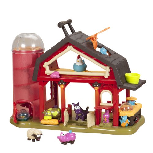 B. toys – Musical Farm Set – 7 pc Interactive Red Farmhouse with Lights & Sounds- Musical Play Set For Kids – Baa-Baa-Barn- 2 Years +