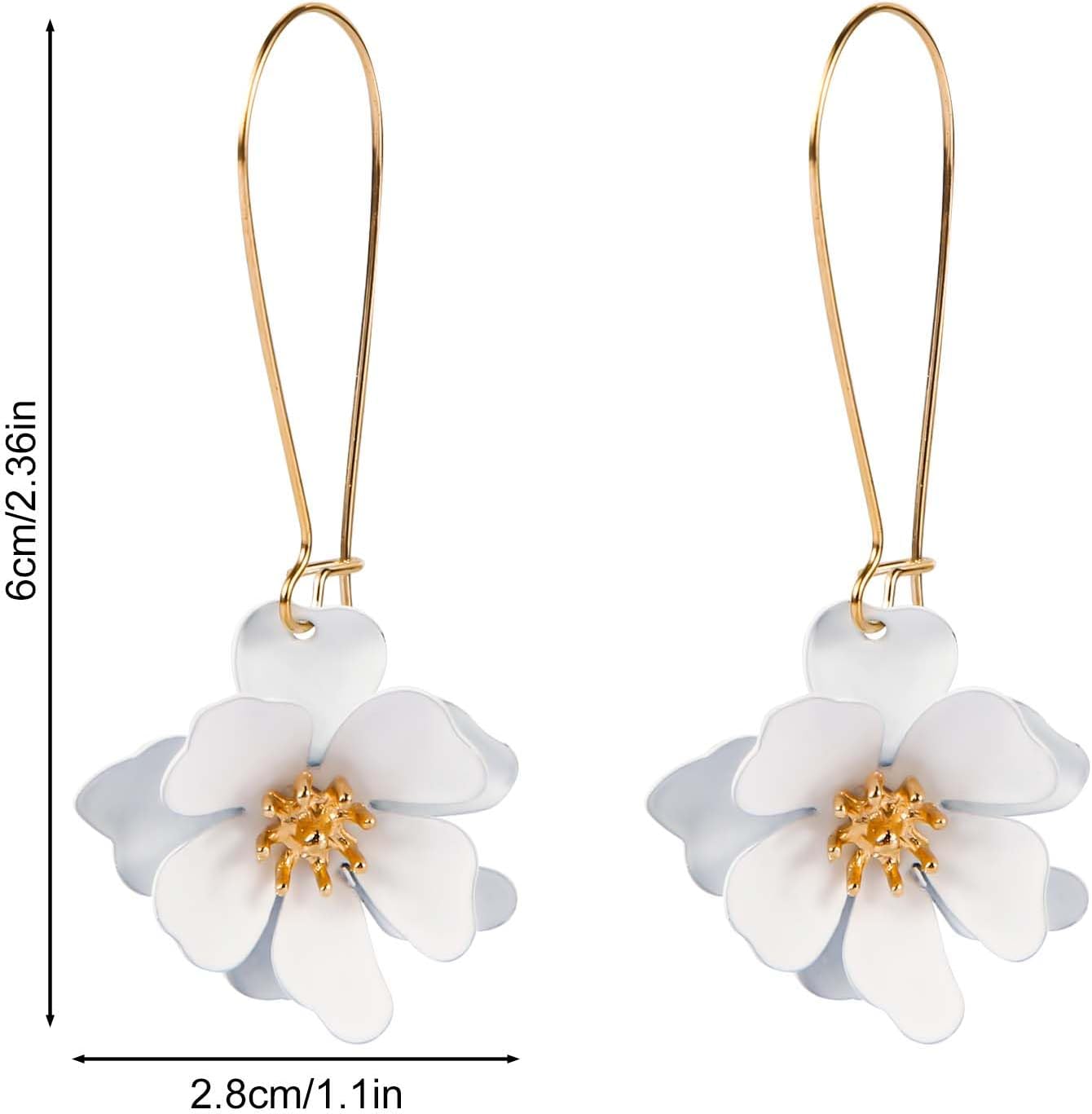 Flower Dangle Earrings, Floral Petal Drop Dangle Earrings Daisy Fairy Earrings for Women Chic Boho Wedding Jewelry for Christmas Valentines Day Graduation Engagement (White) - Image 2