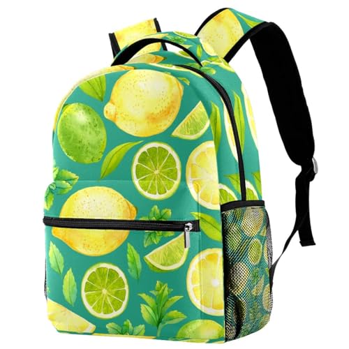 Sac à dos d'école vert citron et multicolore 29x20x40cm