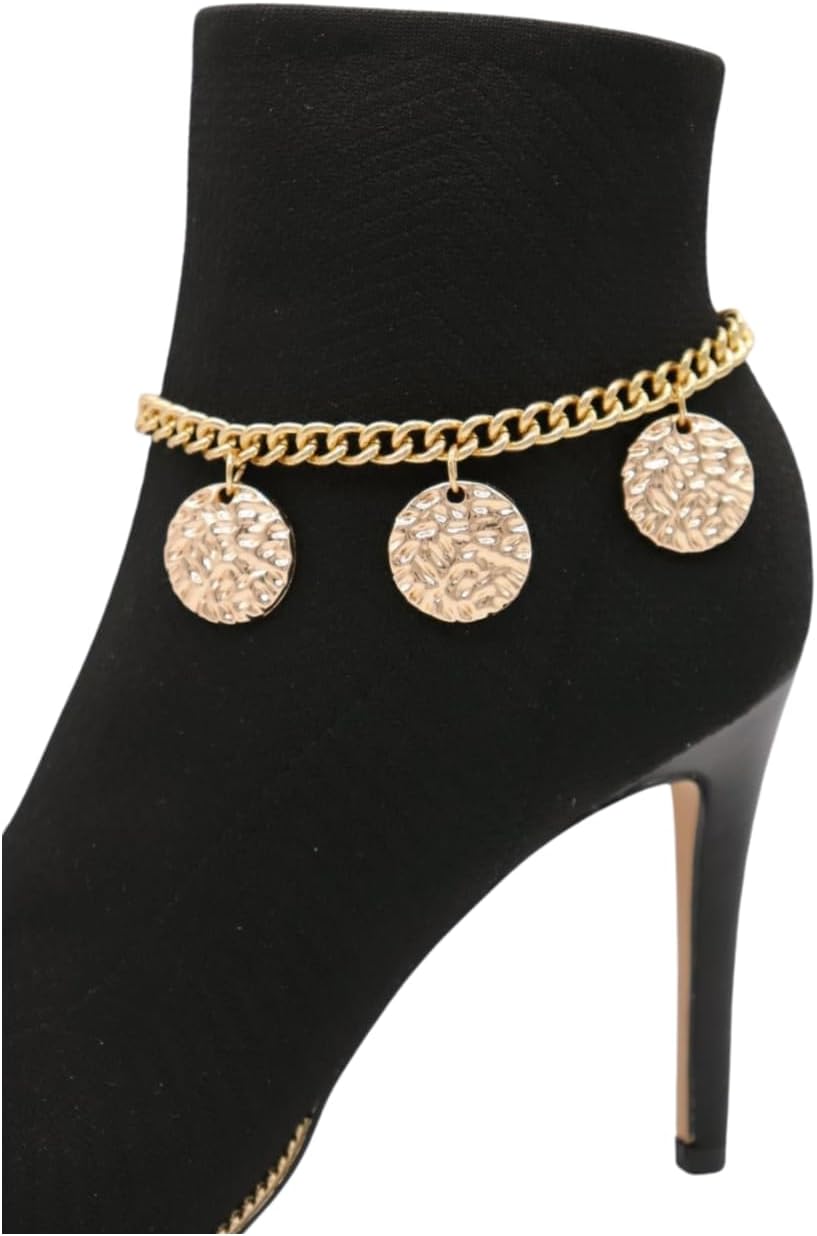 Women Western Fashion Jewelry SET Boot Chain Metal Bracelet Gold Metal Anklet Shoe 3 Circles Charm BC239
