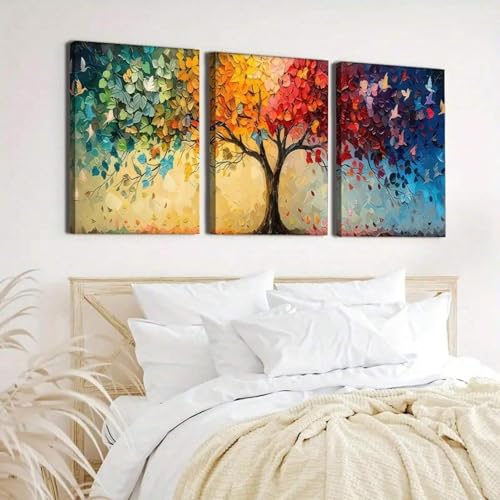 Arbre de vie coloré tableau abstrait pour raviver un mur blanc de salon