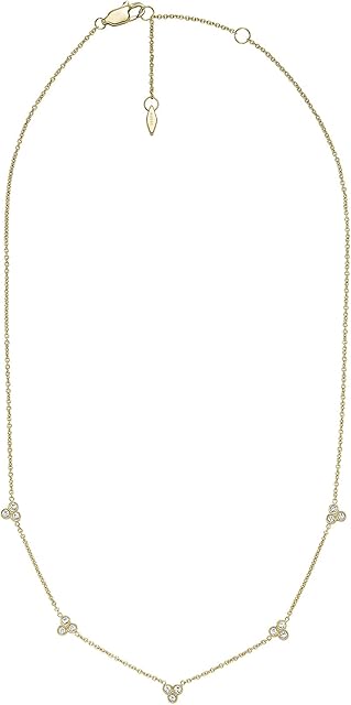 FOSSIL Sutton Trio Glitz Gold Tone naszyjnik ze stali nierdzewnej, JF04115710, Length: 381mm+50.80mm, Stal nierdzewna, Bez kamieni szlachetnych