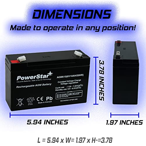 Powerstar 6 Volt 10 Amp Hour Battery 6V 10Ah Sealed Lead Acid Sla Rbc52 Tripplite Ub6120 #TOP1